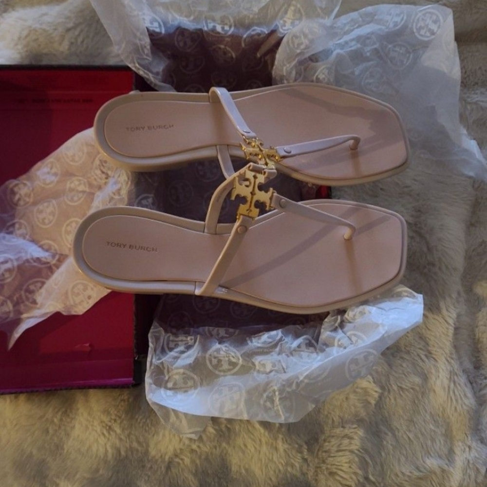 Tory Burch Nude Sandals with Gold Detail